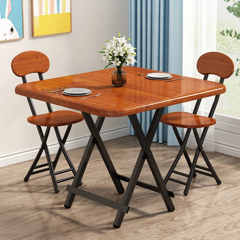 Customized Waterproof Solid Wood Walnut Folding Square Table And Chairs For Home Furniture
