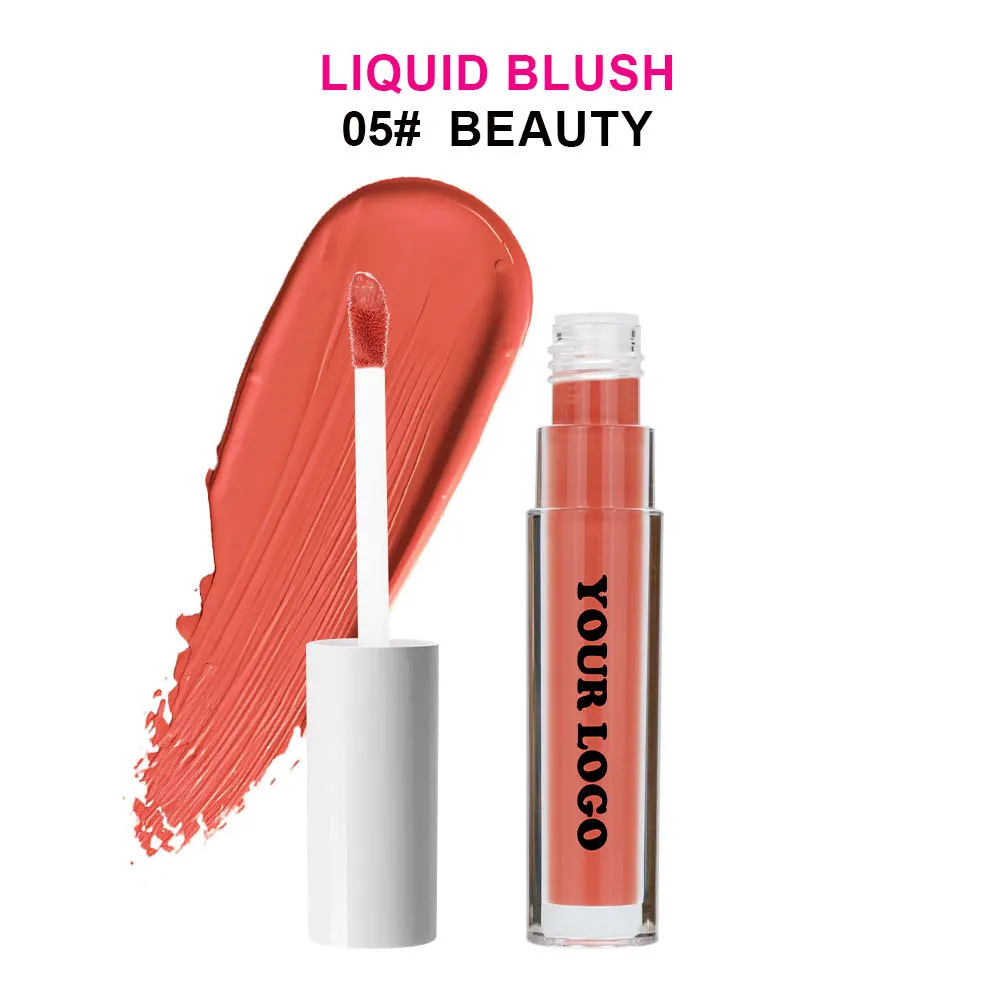 Matte pearlescent color rendering, durable waterproof, non decolouring carmine liquid powder blusher