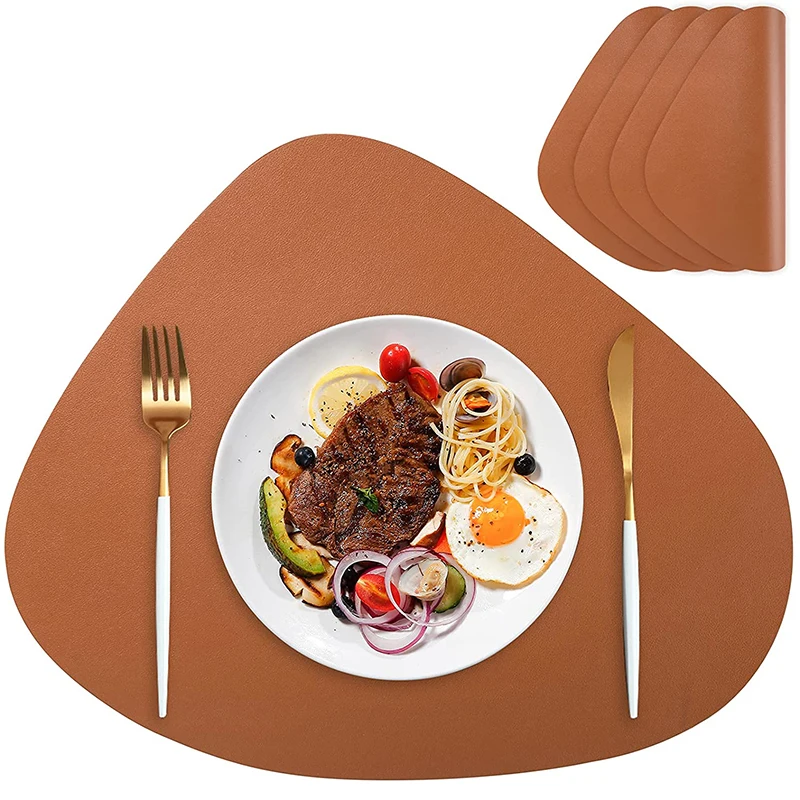 PU Leather Table Mats Waterproof Non Slip faux leather placemats, Washable Heat Resistant placemats pu leather placemats