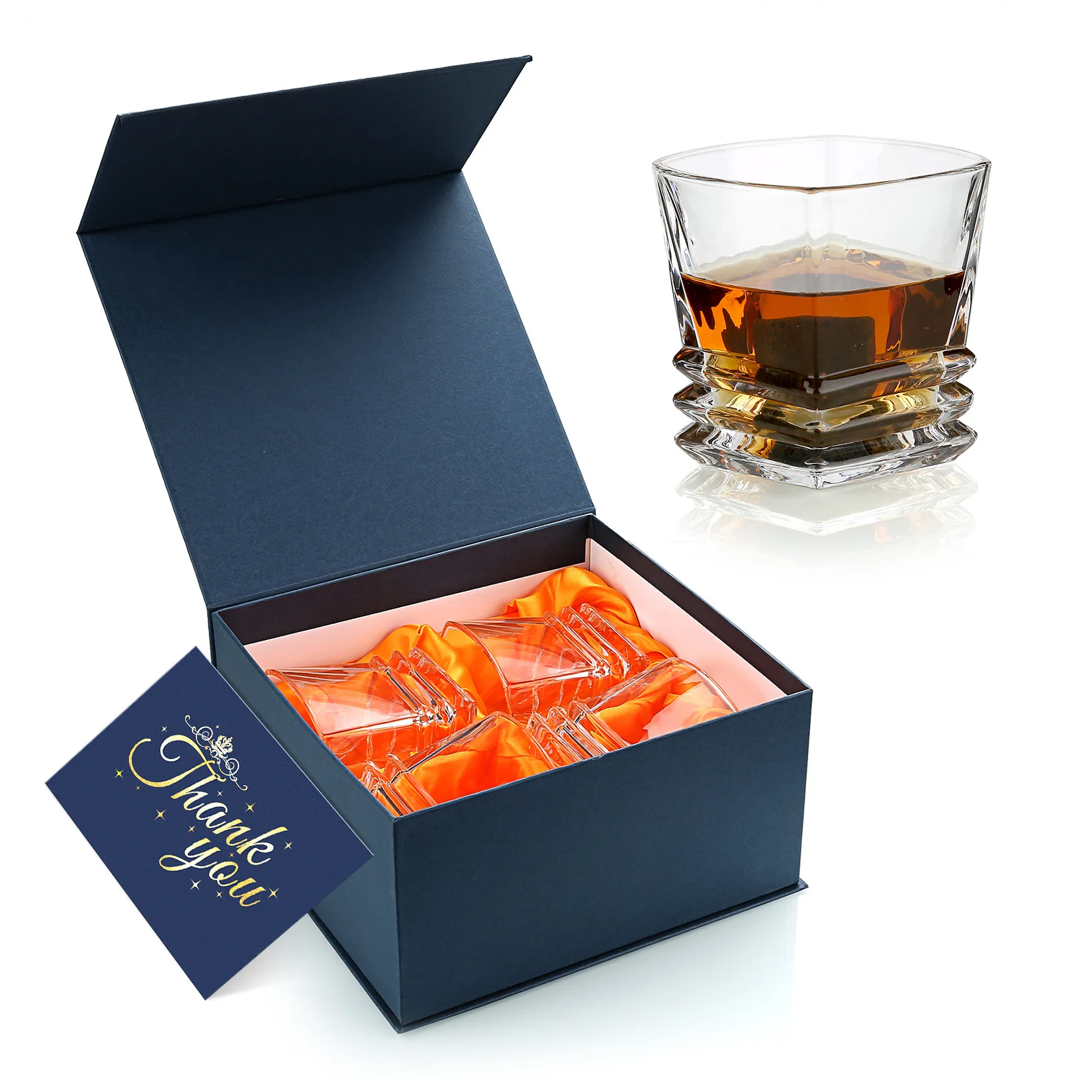 
Whiskey Glasses Set of 4 300 ml/10oz Luxury Bourbon Cognac Irish Whisky Glasses Tumblers Perfect Drinking Glassware Gift 