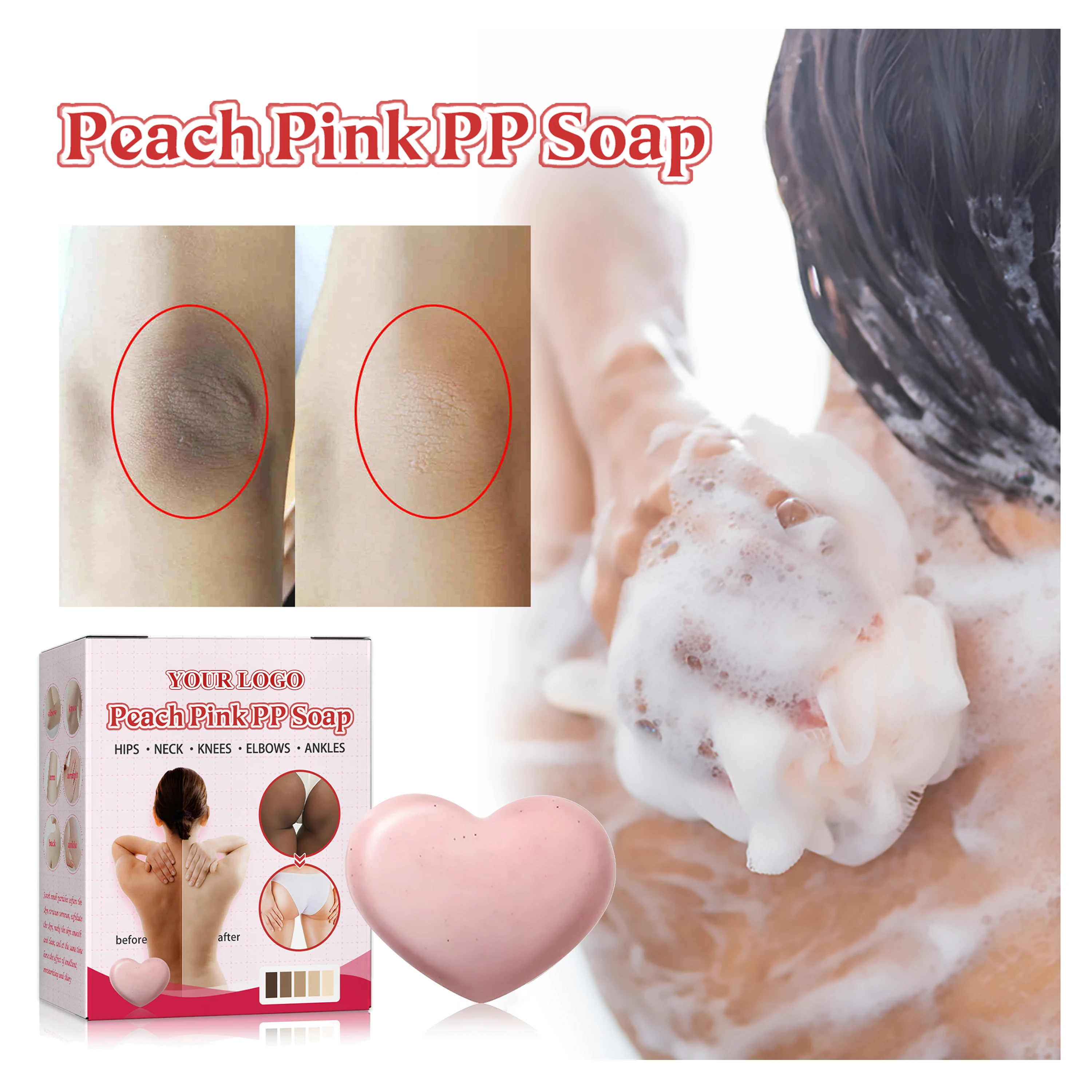 2023 Hot Selling Private Label  Peach Pink PP Heart Soap intimate whiten soap hygiene soap for women
