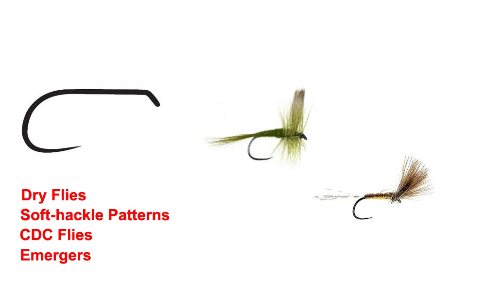 Wholesale Barbless Dry Fly Hook for tying Soft Hackle, CDC Flies, Emergers Ultra Sharp Wide High Carbon Steel Black
