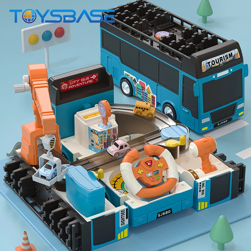 Двухслойный автобус Приключения трек автомобиль гараж игра DIY парковка игрушки