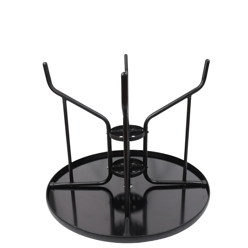 Custom Private Label black wrought iron patio round glass coffee table