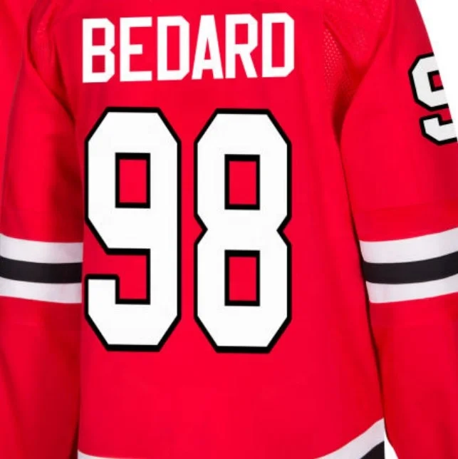 Chicago Connor Bedard красная лучшее качество сшитая Национальная хоккейная