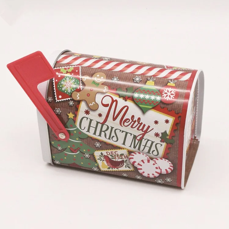 christmas tin can container cookies xmas metal letter box shape santa christmas tin cans