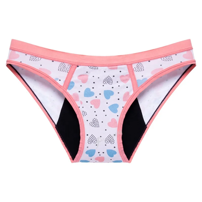 Girl Cute High Menstruation Absorbent Panties Menstrual Period Underwear Leak Proof Organic Cotton Teen Period Panties