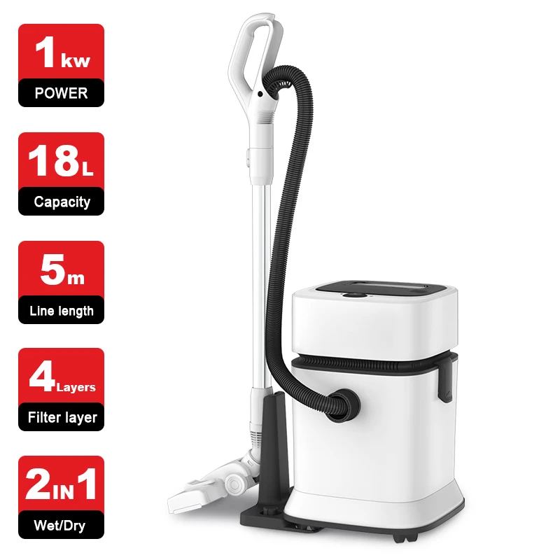 2023 New Factory Supplier wholesale dust cleaning metal tube 16KPa 18L Low Noise Industrial Dry Wet Vacuum Cleaner