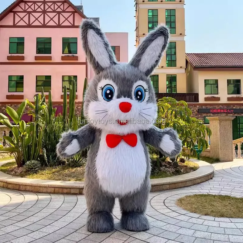 Inflatable Rabbit Mascot Costume Adult Easter Bunny Hare Cosplay Kits Entertainment Carnival Full Body Suit