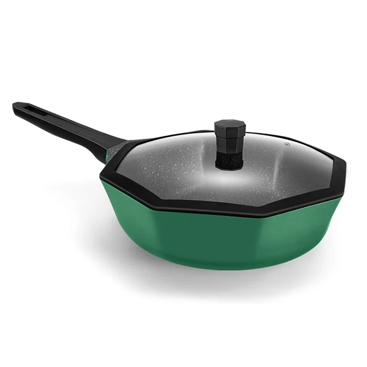 professional manufacturer non-smoking wok  kitchen ware and cookware die casting  wok octagon non-stick aluminum alloy wok