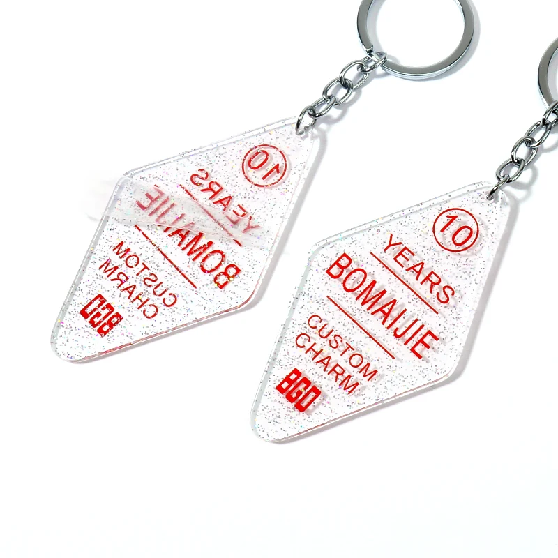 Customized Available Cheap Price Fur Pompom Key Chains For Bags  Key Holder Offset Printing Acrylic Keychain