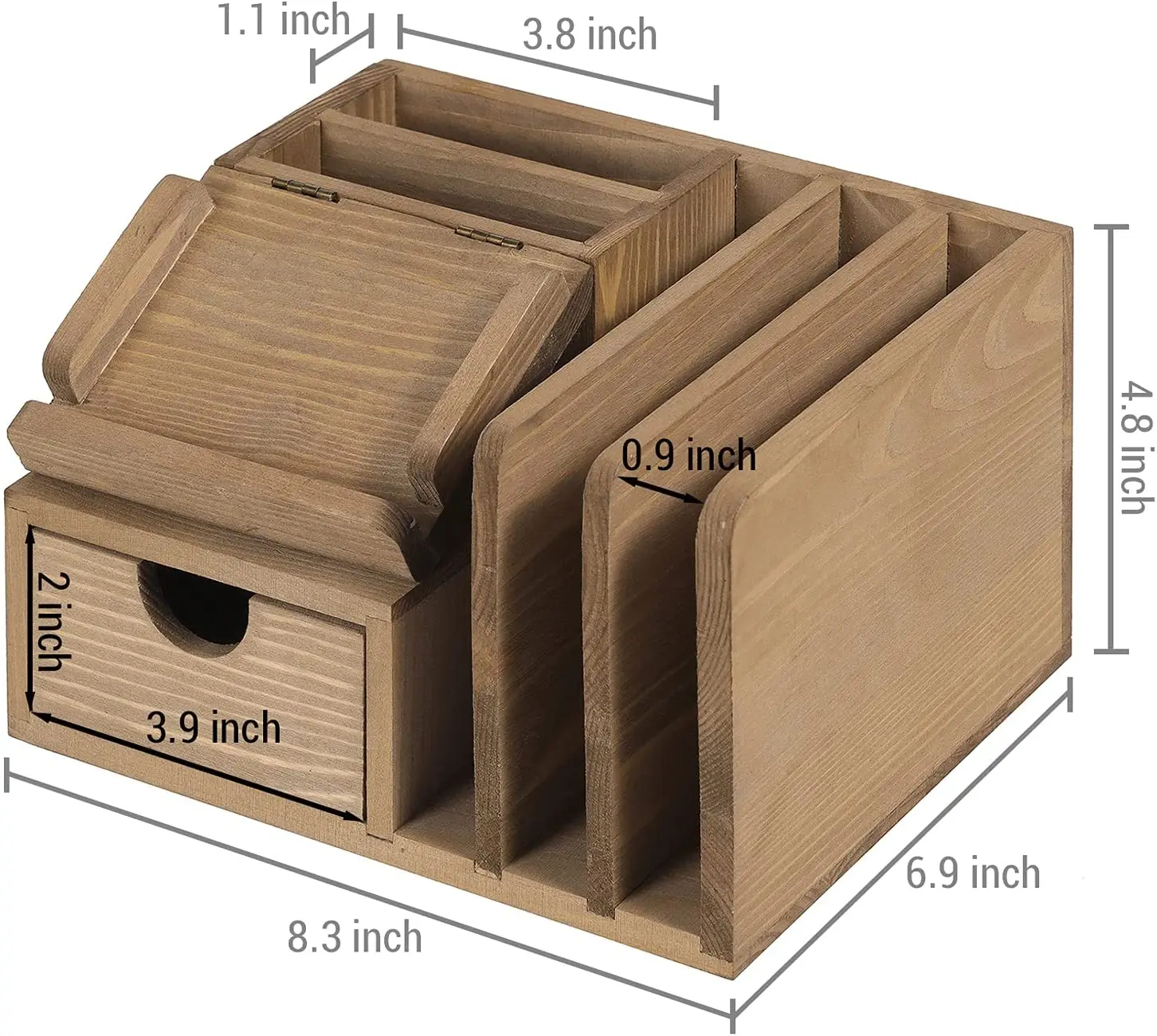  Plain brown wooden table accessories storage box/mail classifier/note Memo Pad Bracket desktop