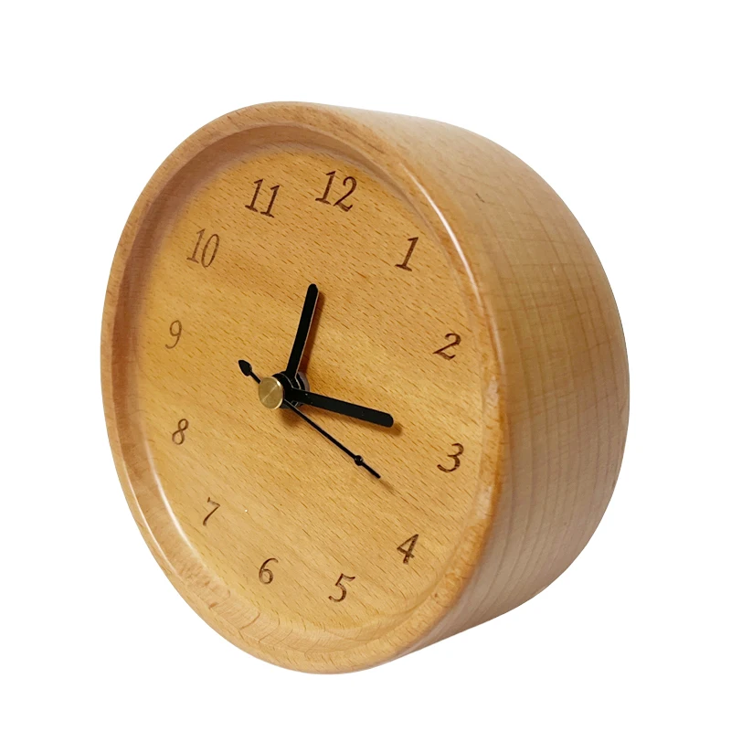 handicraft home decor wood desktop alarm clock table alarm wooden clock for kids wooden clock for home