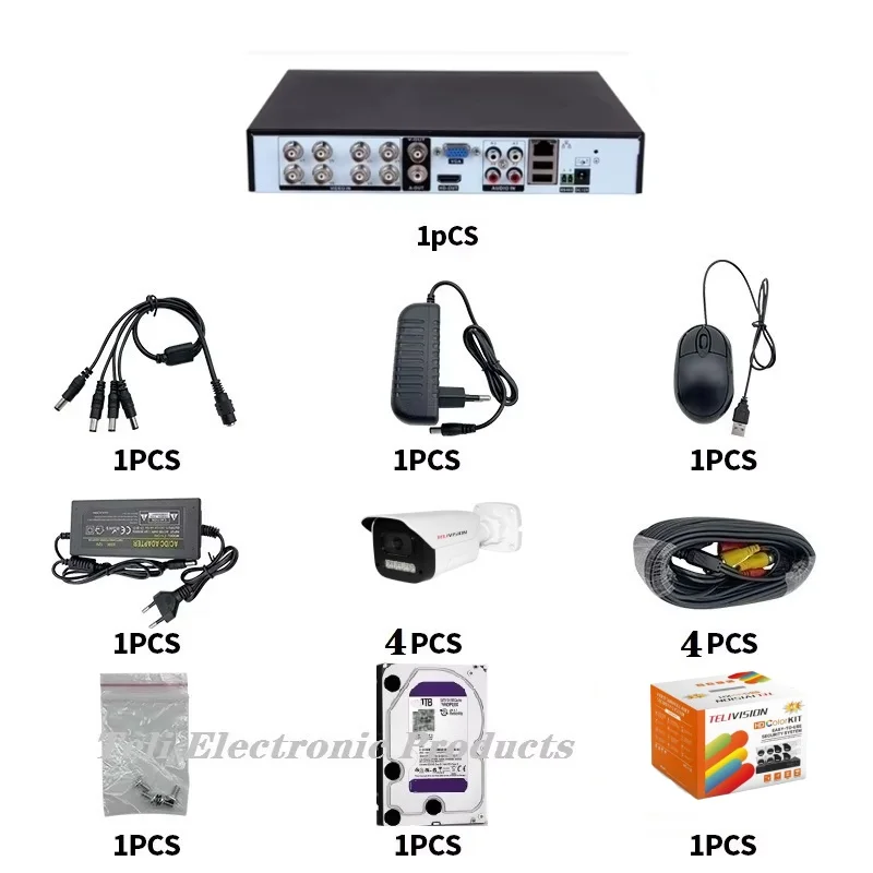 Hot 8CH 3MP audio 4K 4 outdoor 4 indoor DVR with 1TB  kit CCTV camera Mobile network remote monitoring security camera system