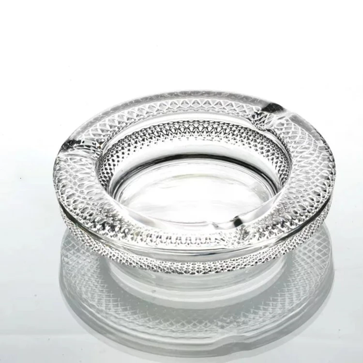 Ion plating Amber Colored Crystal Glass Ashtray Modern Design Ashtray with Diamond