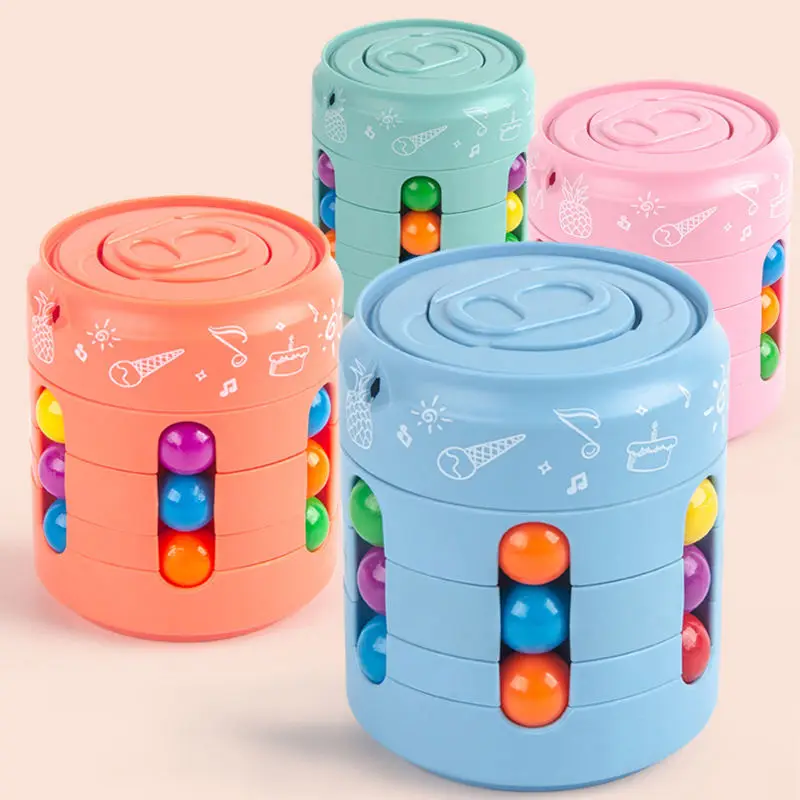 Hot Sale Magic Bead Cube Ring-Pull Can Magic Bean Puzzle Cube Toys Magic Bean Puzzle Rotating Can Cube Finger Gyro for Kids