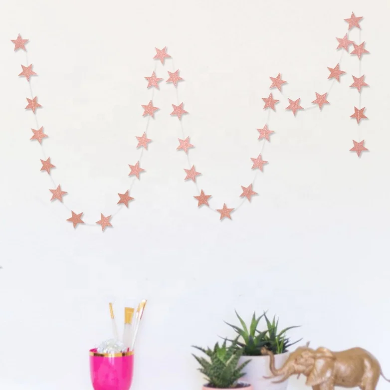4M Star Glitter Paper Garland Wedding Party Decorations String Favors