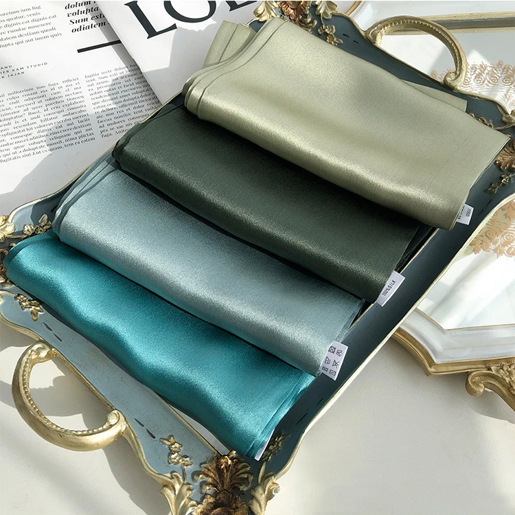 Bulk 14cm*145cm Wholesale Retro 100% Silk Scarves Shawls Soft Doild Color Long Style Head Wrap Summer Women Custom Silk Scarf