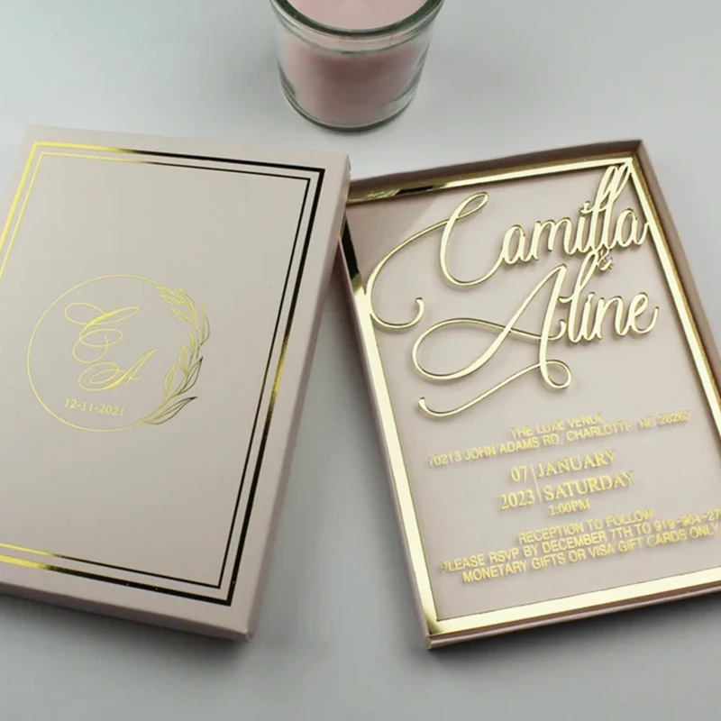 Luxury Paper Box Invitations Wedding Invitation Card High Quality Acrylic Custom Logo Wedding Invitations