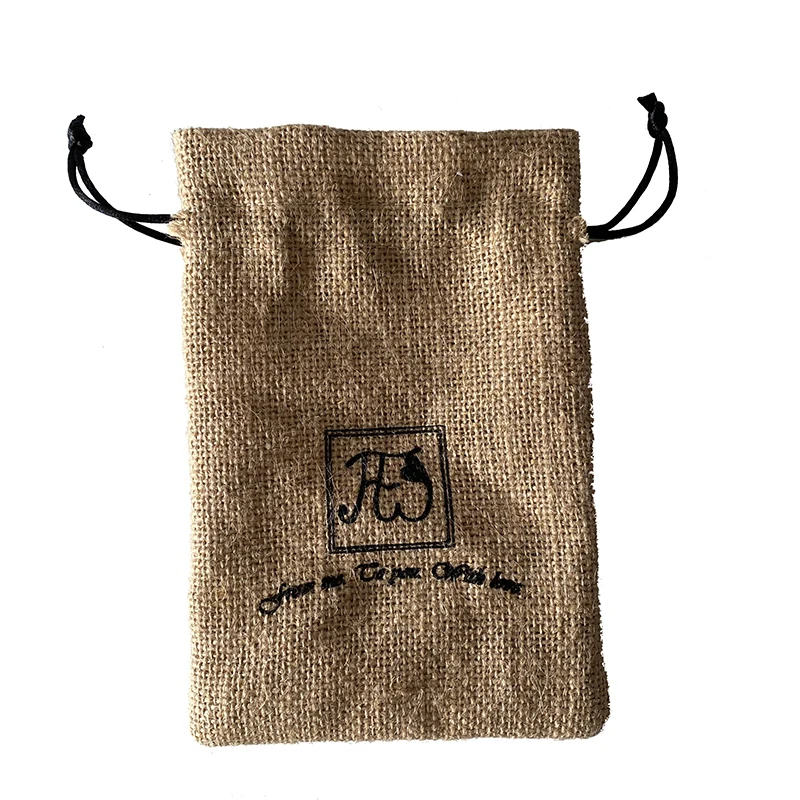 Custom Logo 12x17 cm recyclable Natural drawstring Hessian Burlap Jute Plant seed Bags