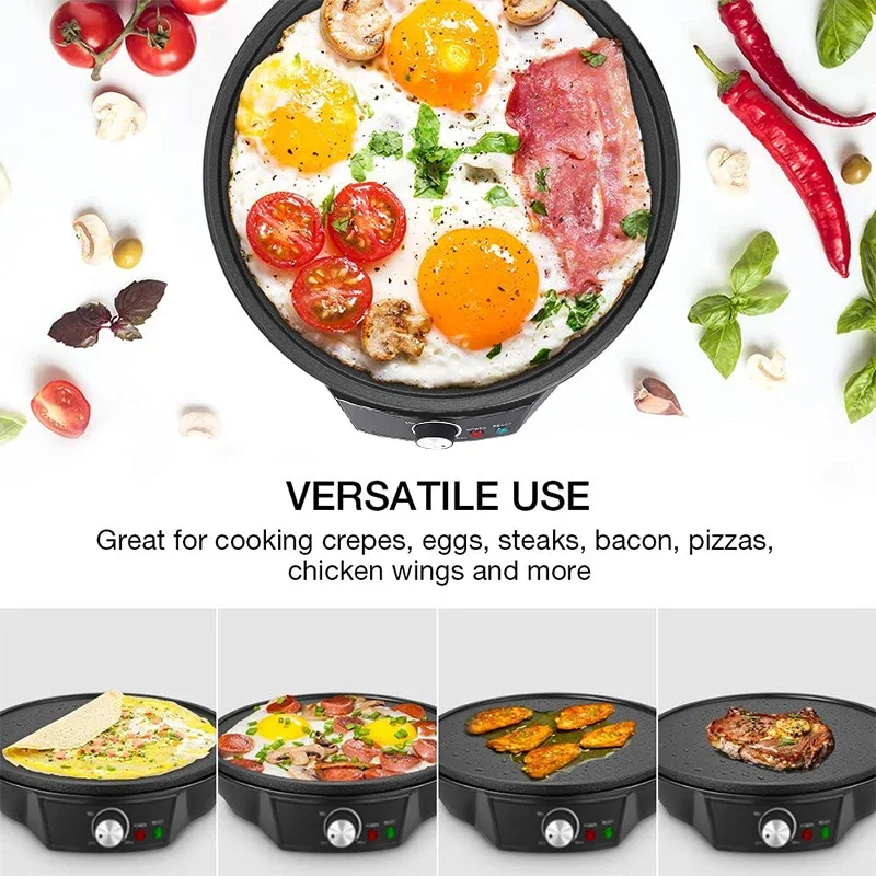 Best Selling Portable 1200W Pizza Maker Household Kitchen Crepe Makers with Temperature Adjustable Knob 30 CM 11.8 12 Inch Plate