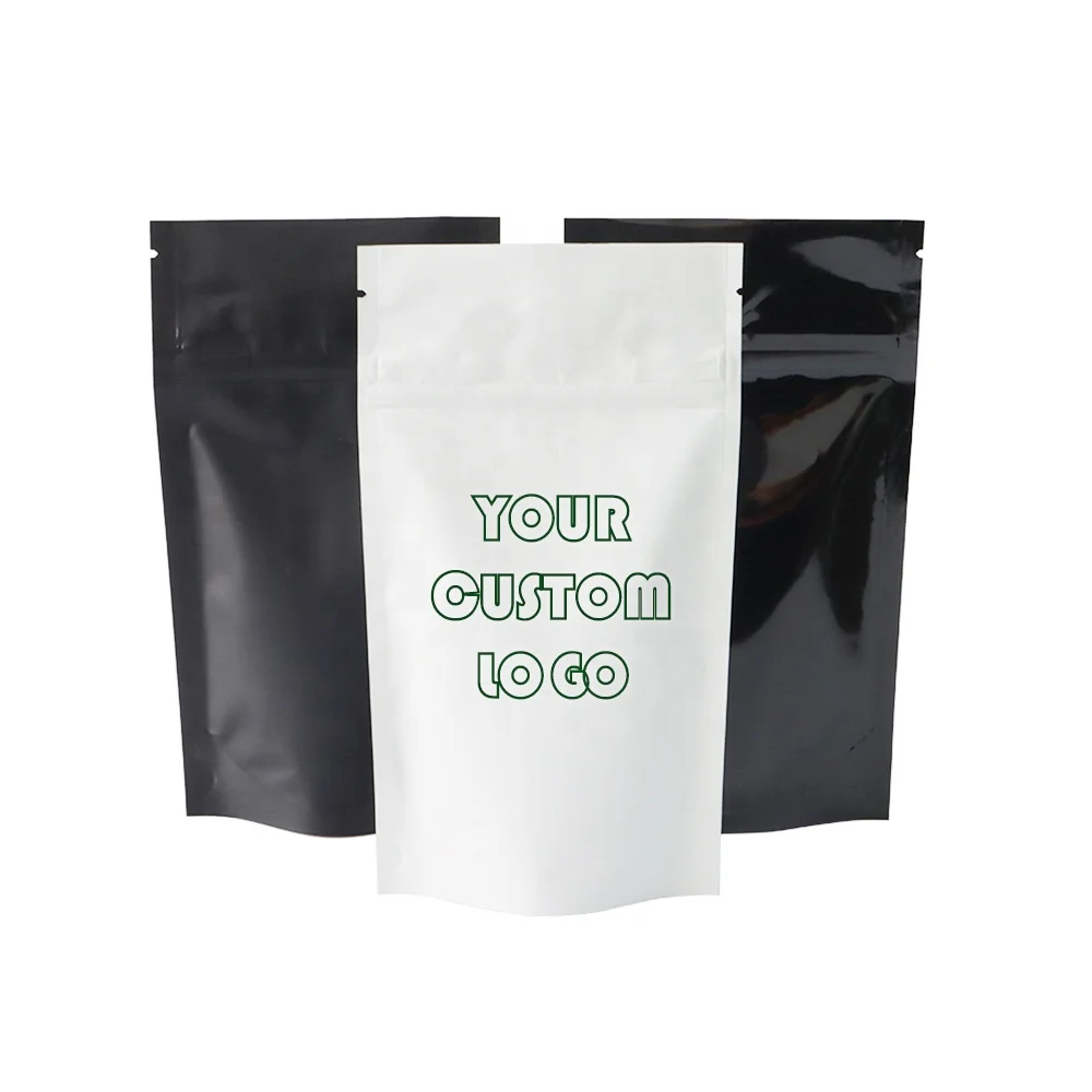 CR Custom Printed Ziplock Bags Gold Black White Stand up Pouch for Food Package Child Resistant Aluminium Foil Bag