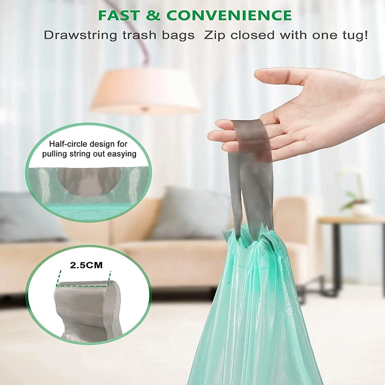 Eco Heavy Duty 100% Bio Degradable Disposable Plastic Drawstring Kitchen Rubbish Bin Trash Garbage Biodegradable Dog Poop Bag