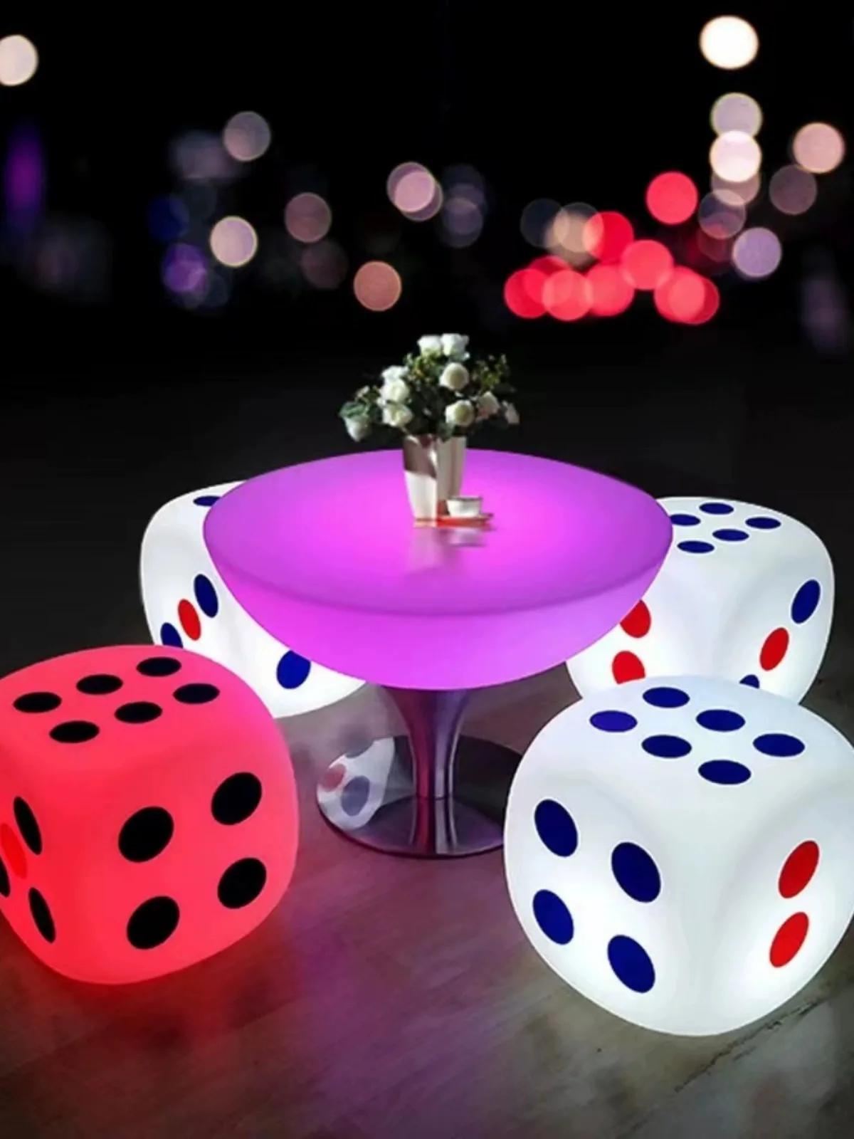 Casino Decorative LED dice chairs with 16 color change Bar furniture waterproof bar chair for nightclub lounge chair