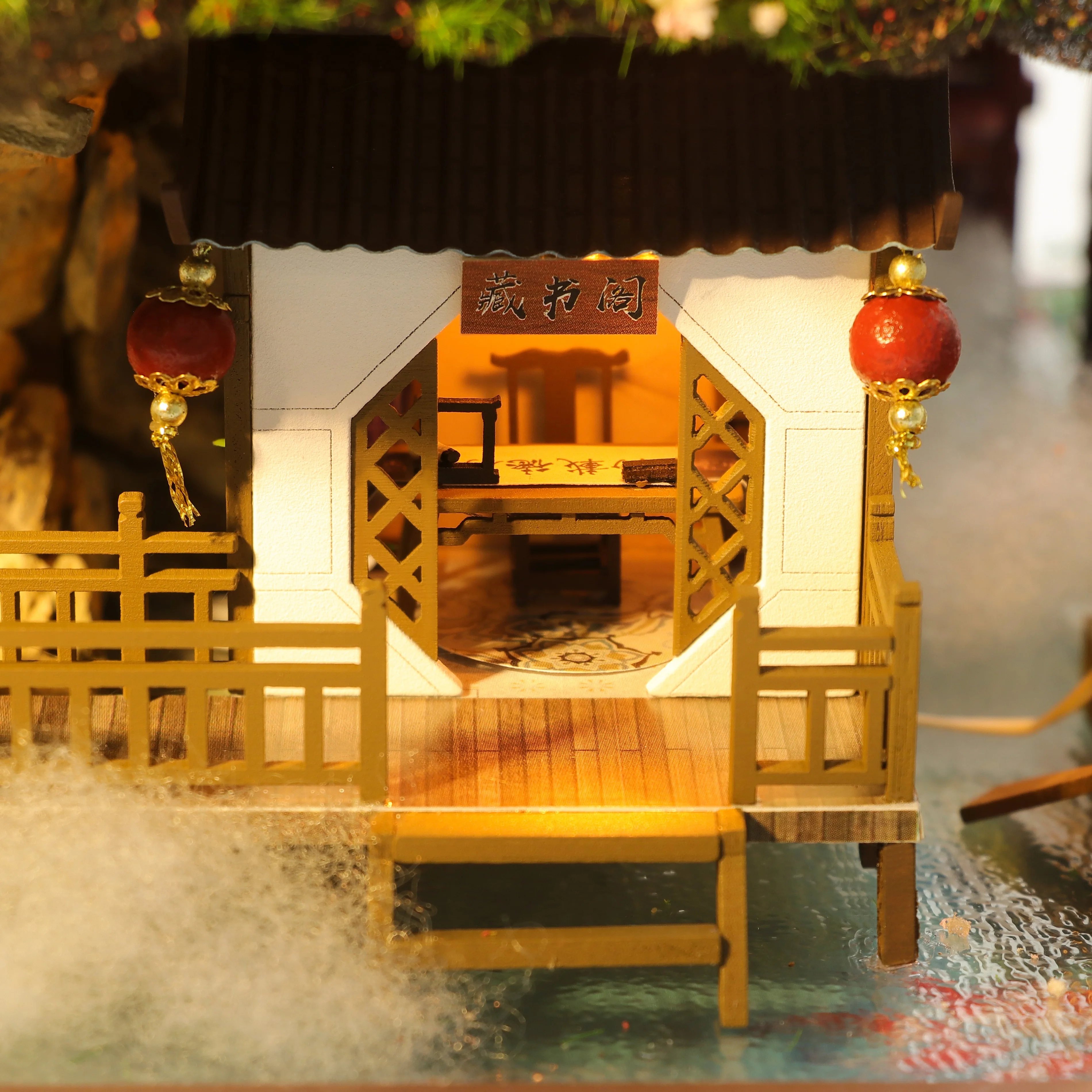 Hongda PC2203 Chinese Style 3D Wooden Diy Miniature Dollhouse  diy dollhouse kit with Lights Unisex