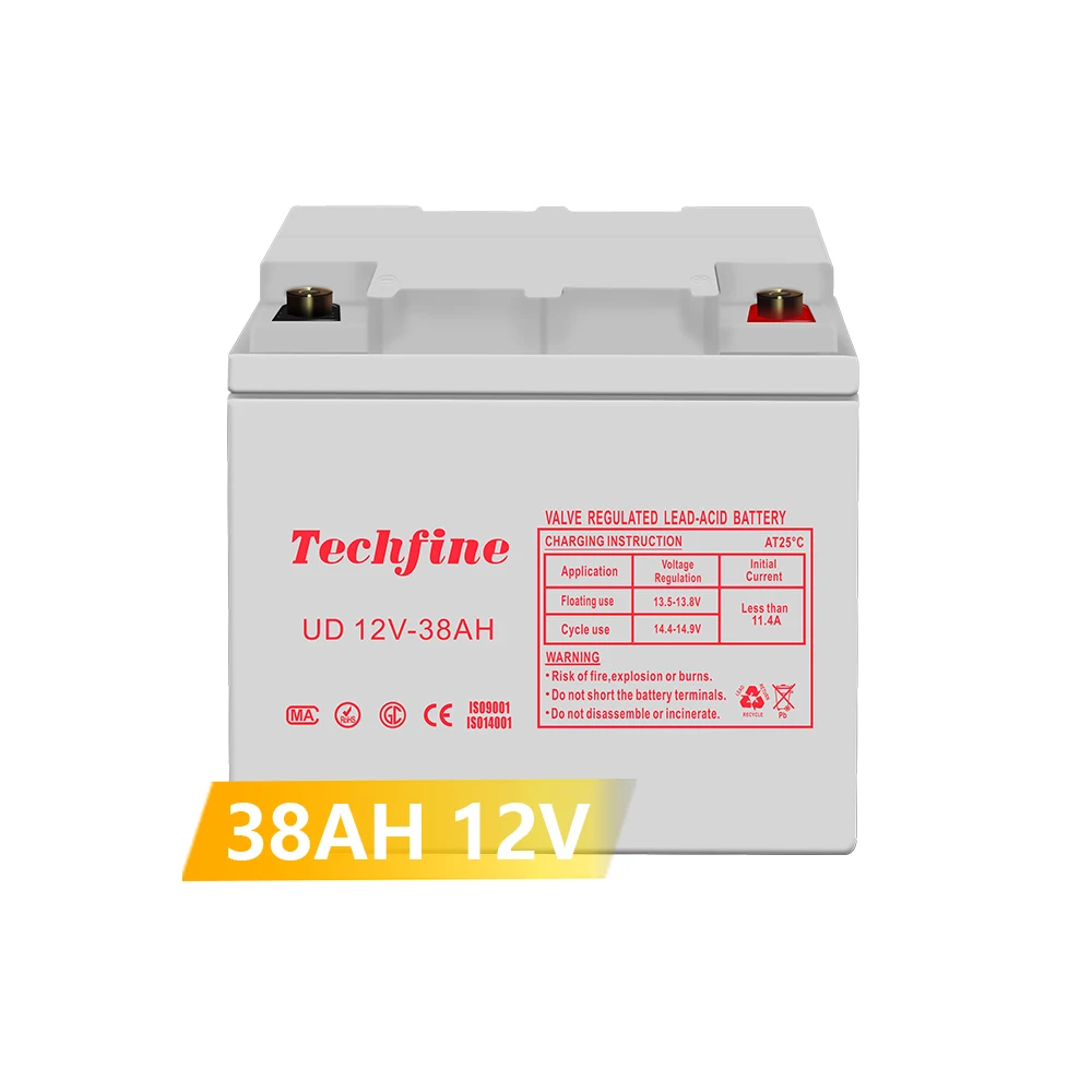 Techfine 12v 38ah solar agm battery maintenance-free lead acid solar storage batteries for PV panels