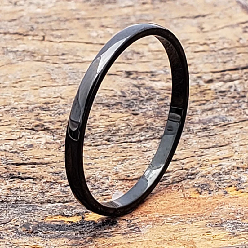 Wholesale Simple 2mm 4mm 6mm 8mm Dome Polish Black Tungsten Carbide Rings for Boy Girl Promise Ring