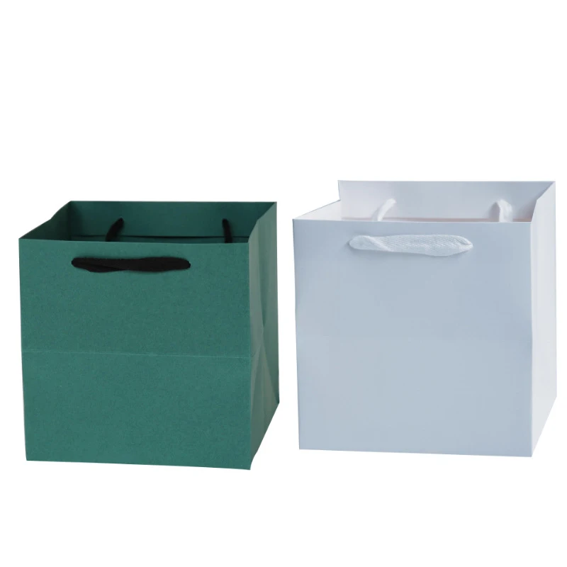 IMEE Customized Logo Wide Bottom Thick Material Large Square Strong Kraft Paper Bag Cake Baking Food Flower Gift Bag