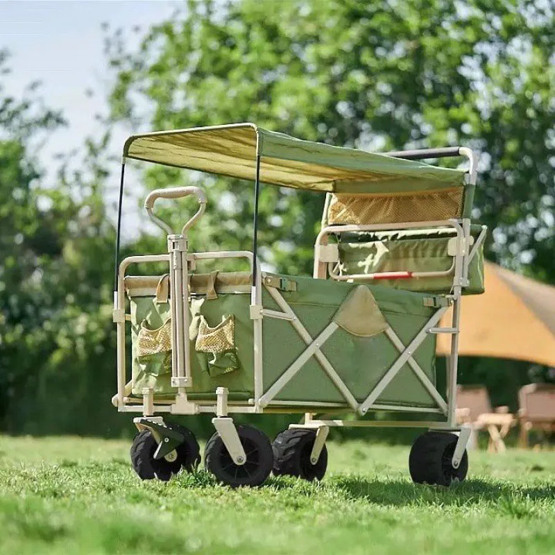 Outdoor campervan Push-pull Sun protection picnic cart Table board camping trailer foldable