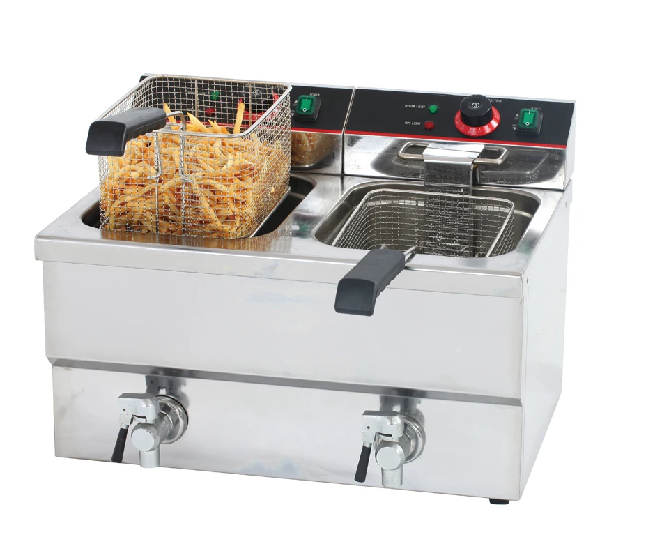 China professional fully automatic electric double tanks and baskets industrial deep fryer