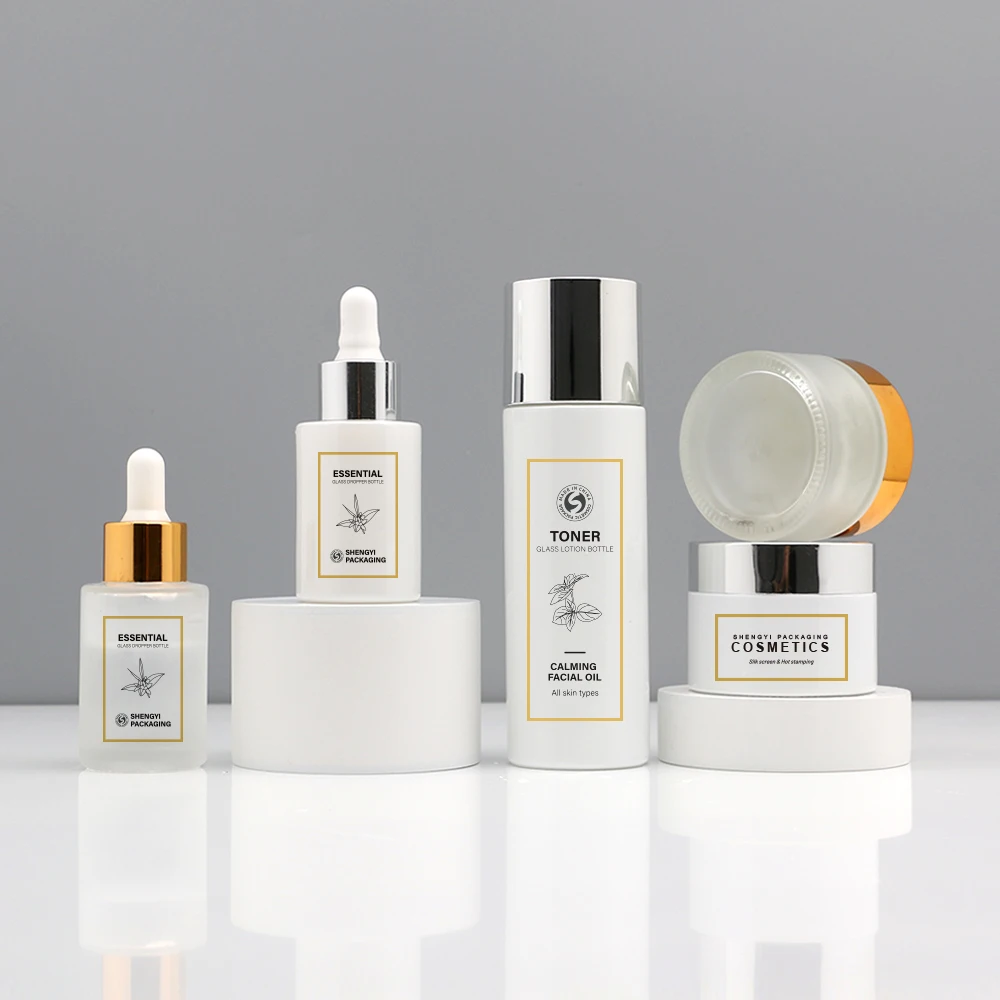 20ml 30ml 50ml 100ml essential oil serum flat shoulder frosted clear glass dropper bottle with pipette