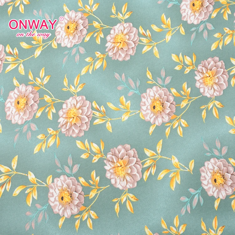 Shaoxing Onway Высококачественная дышащая Цветочная цифровая печать мягкая шифоновая жоржет ткань для женщин платье из шифоновой ткани с