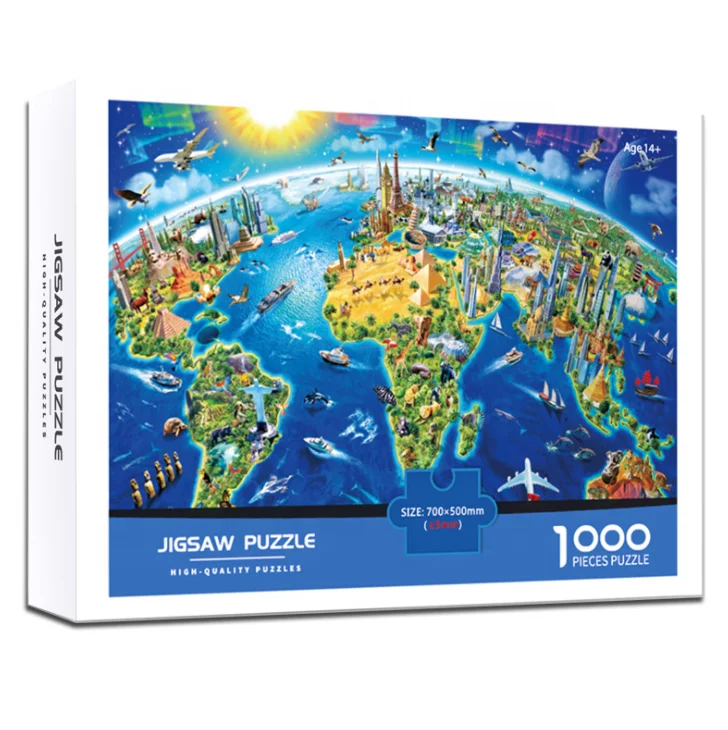 Customized Educational Toys 1000 Piece Paper White Card Jigsaw Puzzle