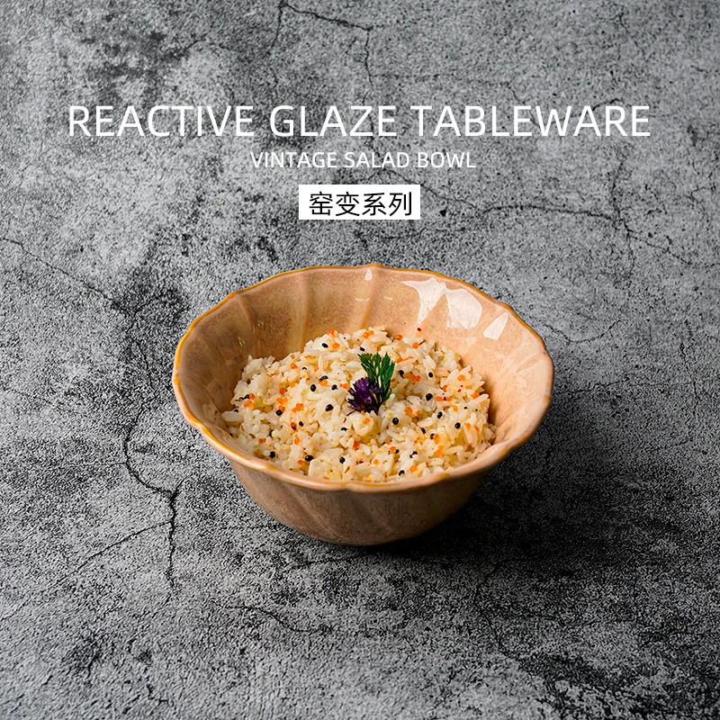 Vintage Pottery Chinese Salad Soup Bowl Big Size Porcelain Noodle Bowl Japanese Style Ceramic Ramen  Bowl