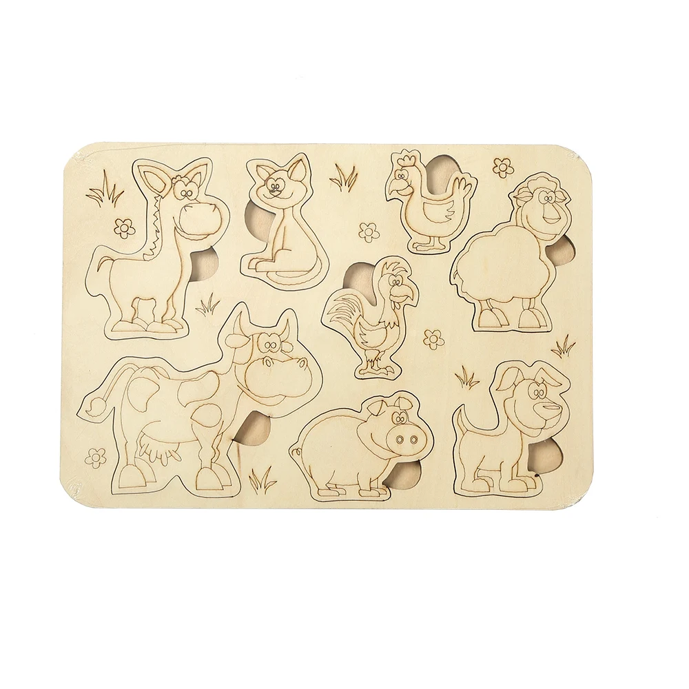 Amazon supplier Hot Selling Animal Wooden Puzzles Kids Game Assembly Children Learning Educational Toys Wood 3D Jigsaw Puzzle