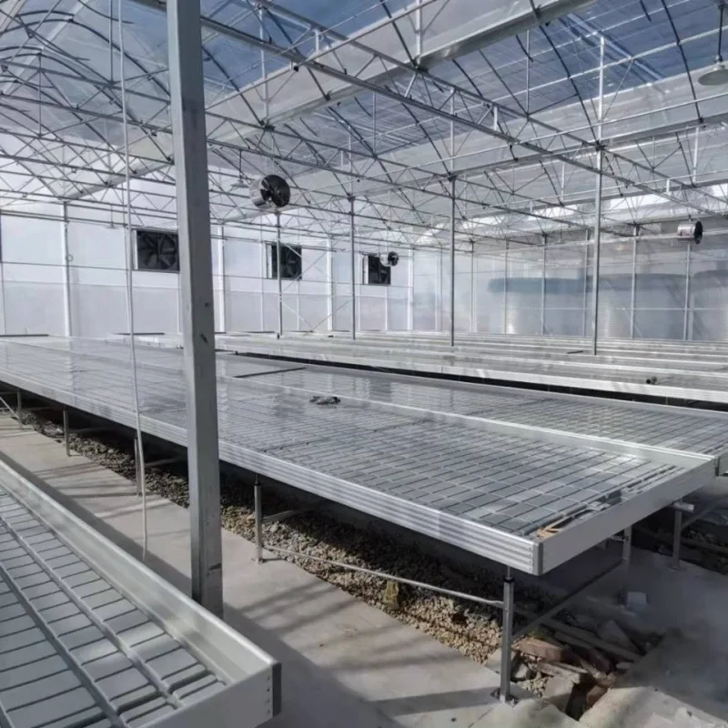 Large Hydroponics Rolling Bench Table with ABS Plastic Trays for Greenhouse Vertical Grow Tables Micro Greens Agriculture Use