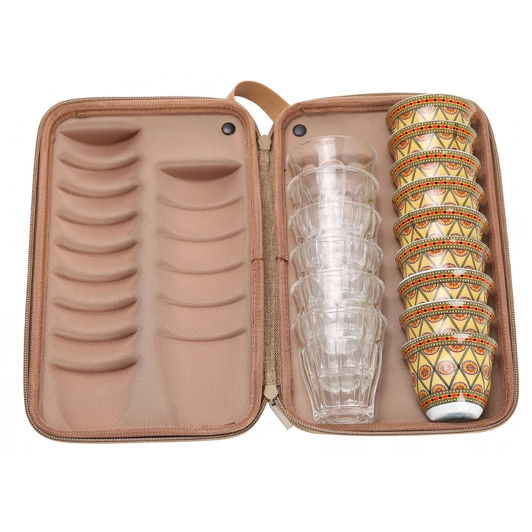OEM Travel Shockproof Molded Coffee Cup Set Case EVA Tea Cup Hard Case