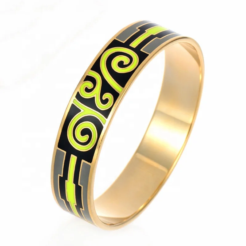 Customized Jewelry Exotic Cloisonne Colorful Enamel Stainless Steel Bangle