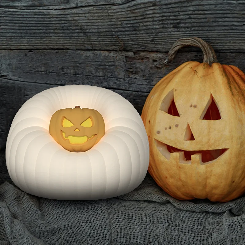 ICARER FAMILY Customizable Halloween Night Light Doll Modern Cute LED Silicone Mini Lamp Rechargeable Warm LED Touch Switch