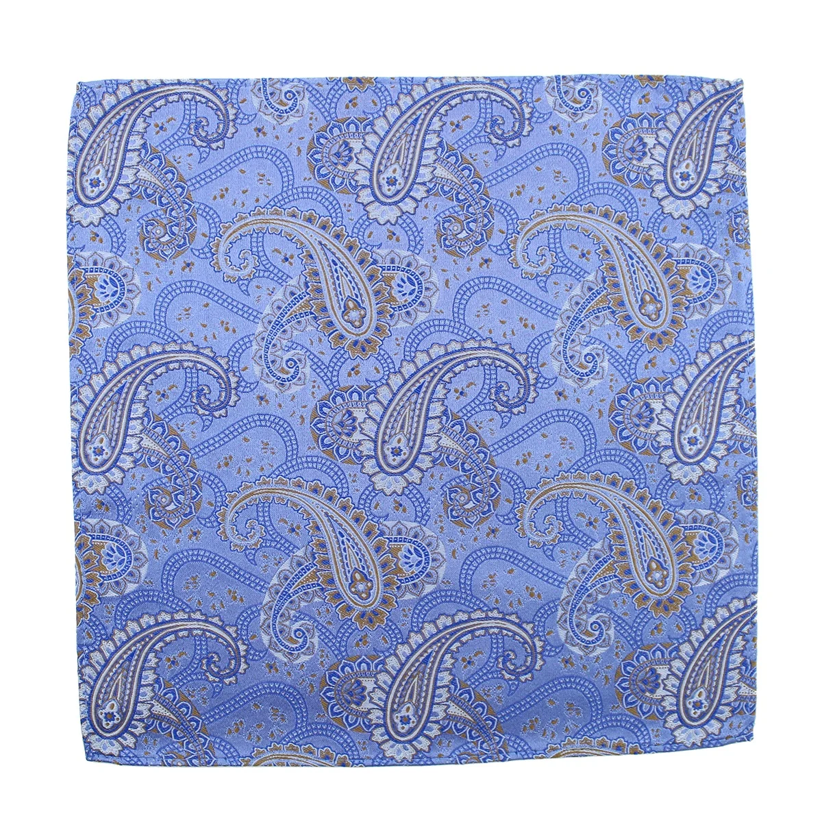 Wholesale Best Gift Novelty Fashion Style Elegant Jacquard Custom Paisley Blue Handkerchief Hand Made 100% Silk Pocket Square