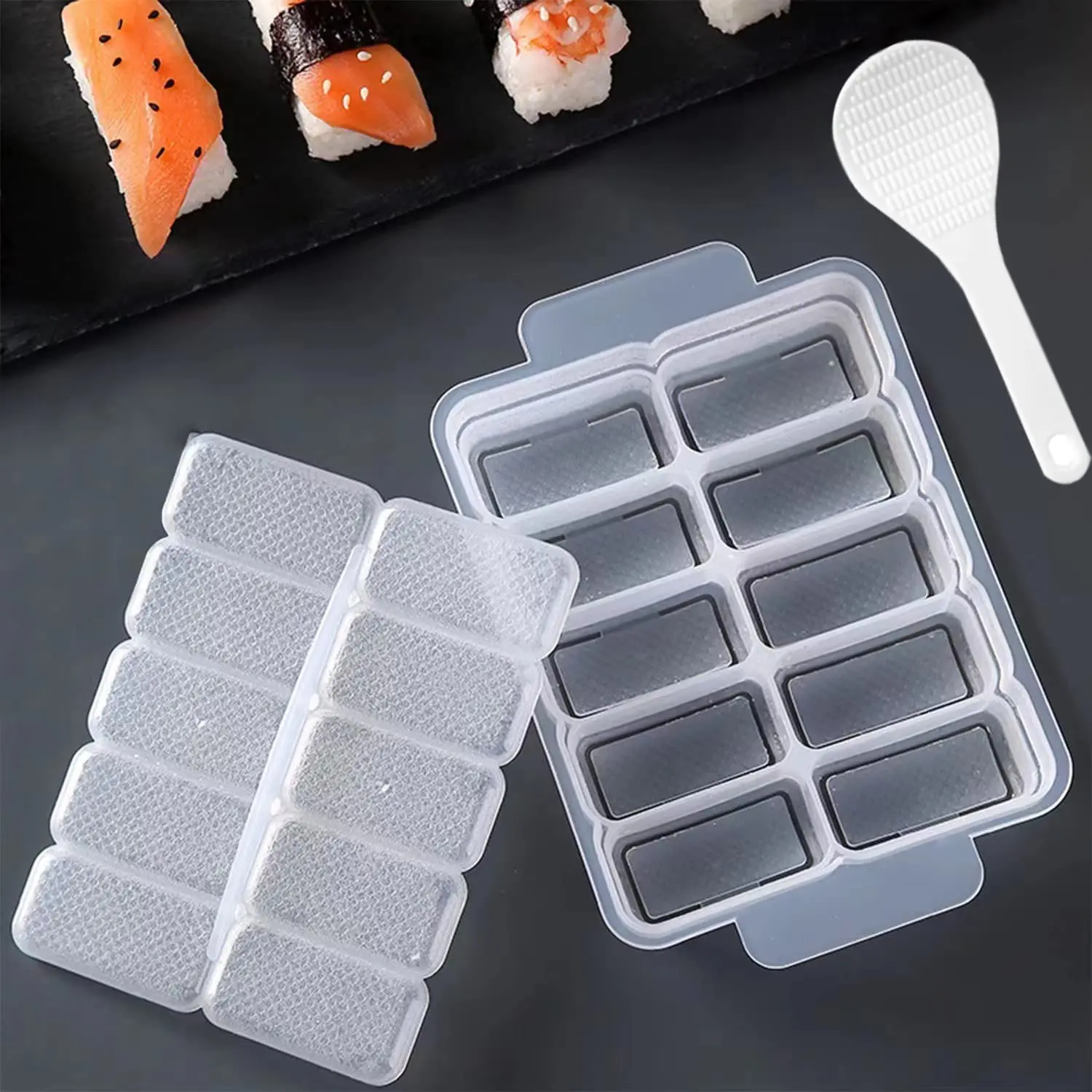 10 in 1 Mini Japanese Onigiri Sushi Mold Rectangular Rice Ball Mold Nigiri Bento Sushi Maker