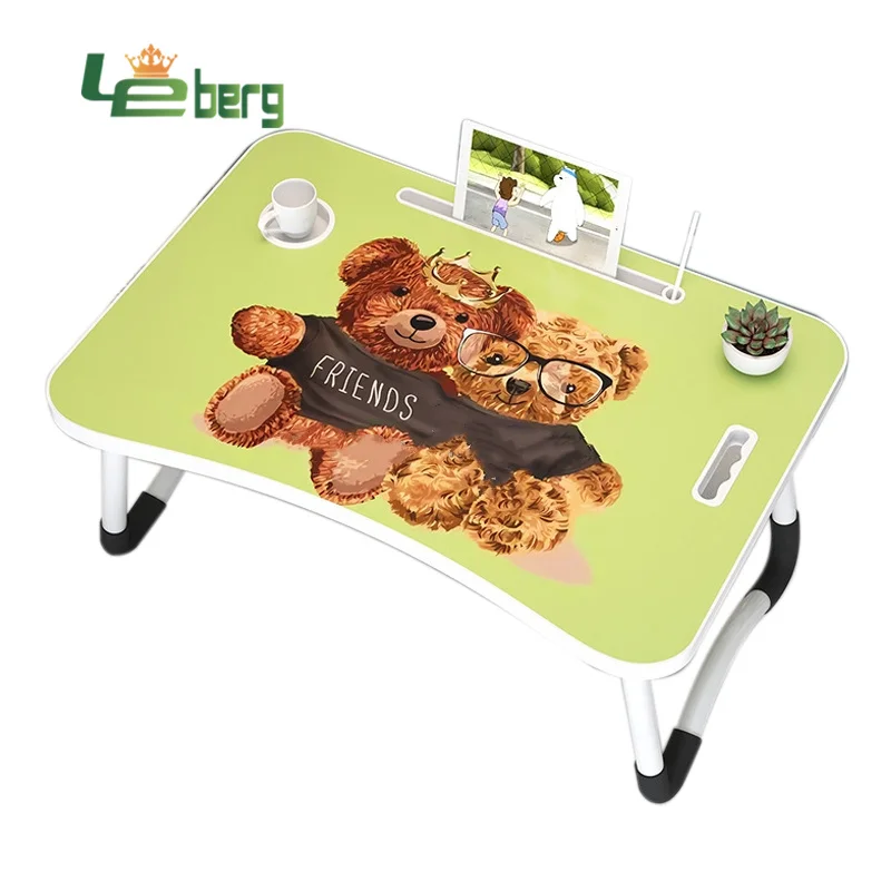 Printing Wood Laptop Desk Portable Laptop Table Multi-function Picnic Table Mini Desk Folding Study Table Hot Sale Customized