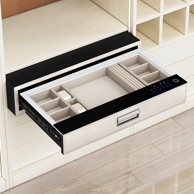Slides Cabinet Pull Lock Smart Custom Jewelry Wardrobe Storage Organizers For Clothing Password Touch Safe Box Drawers