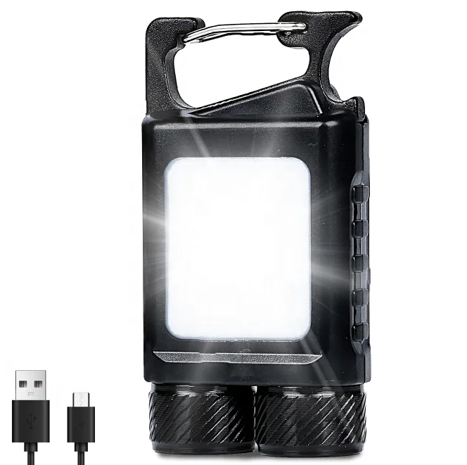 Mini Keychain Worklight USB Rechargeable Powerful Pocket Work Lamp Night Light Dual LED Type C With Magnet