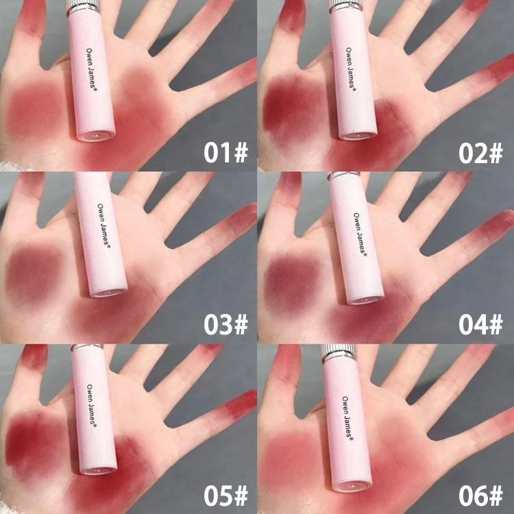 New Fashion Luxury Girl Pink Lip Gloss Matte Waterproof Natural Liquid Lipstick Customized Non stick Cup