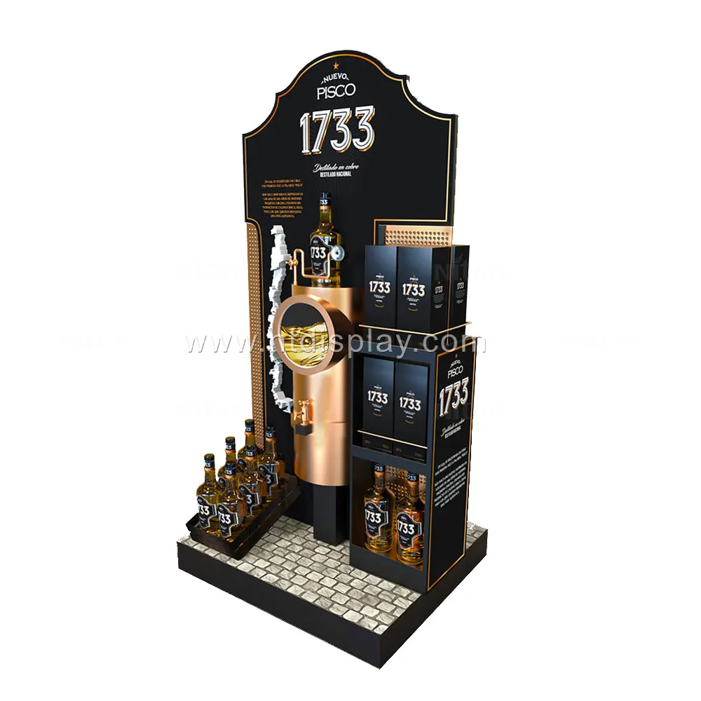 Custom design bar counter wine display cabinet thermostatic supermarket retail store liquor wine display stand